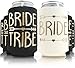 11pc Set. Bride Tribe and Bride Drink Coolers for Bachelorette Party, Bridal Shower and Wedding. 4mm Thick Bottle Sleeves, Can Coolies, Beverage Insulators (11pc Set, Black & Gold)