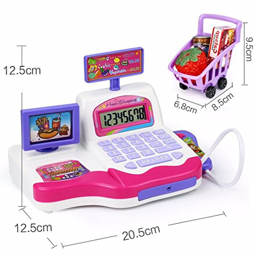Kanzd Children Pretend Toy Shopping Electronic Cash Register Realistic Actions & Sound (Pink)