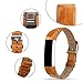 iGK Leather Replacemnt Bands Compatible for Fitbit Alta and Fitbit Alta HR, Genuine Leather Wristbands with Stainless Steel Buckle Bamboo-Grain