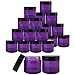 Beauticom 24 Pieces 30G/30ML(1 Oz) Thick Wall Round PURPLE CLEAR Plastic Container Jars with Black Flat Top Lids - Leak-Proof Jar - BPA Free