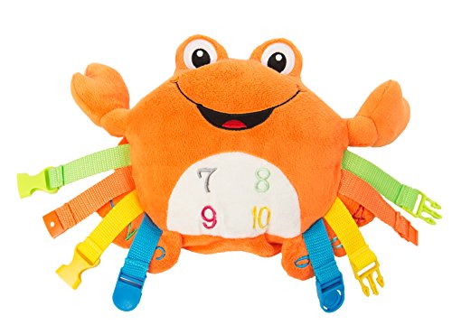 BUCKLE TOY "Barney" Crab - Toddler Early Learning Basic Life Skills Children's Plush Travel Activity