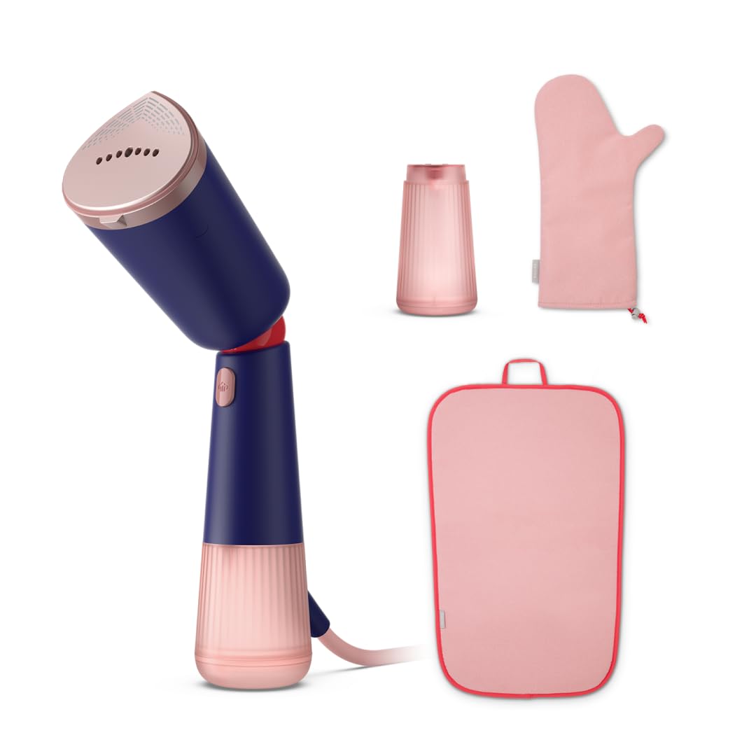 Philips 5000 Series Handheld Steamer - Powerful 1400W, Continuous Steam, 2 Water Tanks, Fast Heat-Up in 35s, Eco & Max Settings, Adjustable Head, Metal Soleplate, Accessories, Marine Blue (STH5030/20)