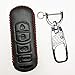 Coolbestda Hand Sewing Leather 4 Buttons Smart Key Fob Remote Cover Case Protector Keyless Entry Jacket Holder for Mazda 3 6 CX-7 CX-9 MX-5 Miata WAZXIT763SKE11A04