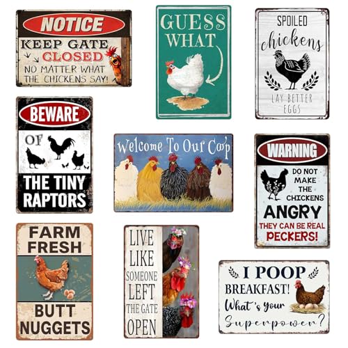 Funny Chicken Coop Signs Outdoor Decor - Personalized Metal Farm Signs for