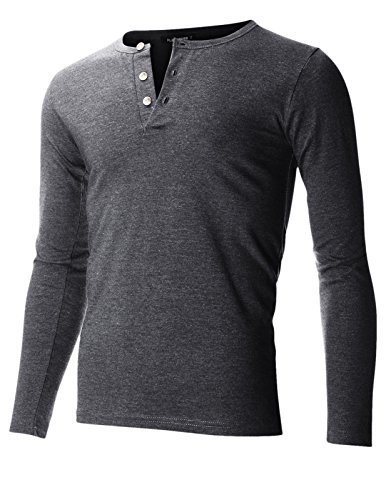 Flatseven men s slim fit casual long sleeve henley t sh…