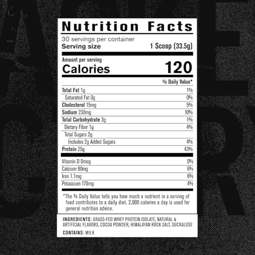 Jacked Factory Authentic ISO Grass Fed Whey Protein Isolate Powder - Low Carb, Non-GMO Muscle Building Protein w/No Fillers, Post Workout Recovery, Chocolate