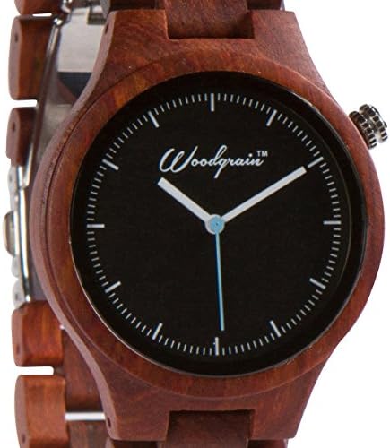 Woodgrain Wooden Watch with Genuine Leather Strap Analog Casual Wood Watches