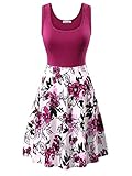 KIRA Work Dress, Women's Sleeveless Scoop Neck Floral A-Line Patchwork Dress