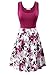 VETIOR Work Dress, Women's Sleeveless Scoop Neck Floral A-Line Patchwork Dress Rose