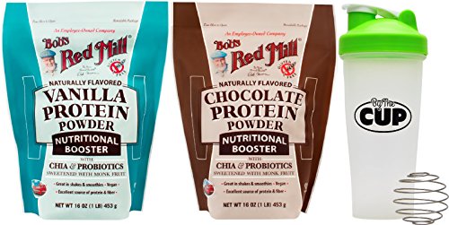 Bob’s Red Mill Naturally Flavored Chocolate & Vanilla Nutritional Booster Protein Powder 16 Ounce (Pack of 2) - with Exclusive By The Cup 20 Ounce Shaker Cup Bob’s Red Mill Naturally Flavored Chocolate & Vanilla Nutritional Booster Protein Powder 16 Ounce (Pack of 2) - with Exclusive By The Cup 20 Ounce Shaker Cup