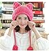 BIBITIME Women's Hat Cat Ear Crochet Braided Knit Caps Warm Snowboarding Winter (One Size, Watermelon red)