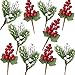 YSBER Christmas Berry Picks Artificial Glittered Berries Stems Decorations Great Addition to Any Christmas Decor, Crafts, Wreath, Garland or Tree (10PCS)
