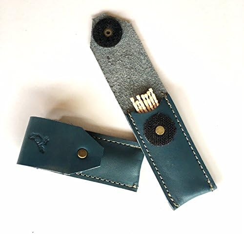Kurier BLUE Leather Toothpick holder pocket travel case dispenser Made in USA. Toothpicks included! Great groomsman gift! Great gift idea!