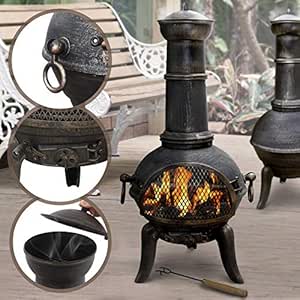 Chimenea de Exterior - para Jardín, Terraza, Patio, de Hierro Fundido