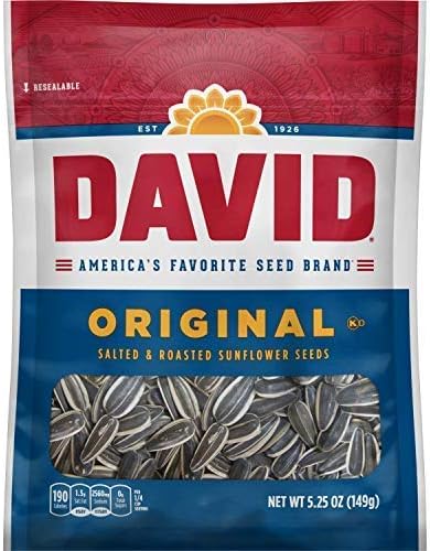 DAVID Roasted and Salted Original Sunflower Seeds, Keto Friendly, 5.25 oz (PACK OF 4)