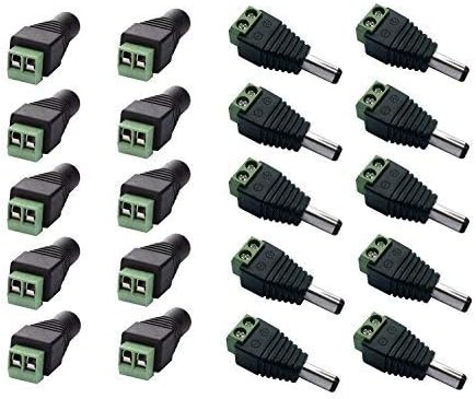 DC Power Connector 10pcs Male & 10pcs Female Jack Connector Plug Adapter for CCTV Camera