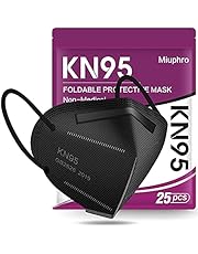 KN95 Disposable Face Mask 25 Pack - Miuphro 5-Ply Breathable Safety Masks Against PM2.5, Dispoasable Respirator Protection Mask for Men and Women Black