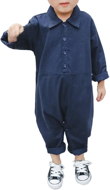 Amazon Co Jp Plus Nao プラスナオ オールインワン つなぎ パンツ 長ズボン 長袖 襟付き 前ボタン付き 子供服 男の子 男児 女の子 女児 キッズ ジュニア ネイビー 90cm 服 ファッション小物