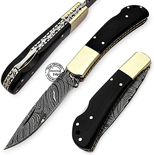 Buffalo Horn 7'' 100% Handmade Damascus Steel Folding Pocket Knife 100% Prime Quality