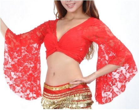 Belly Dance Yoga Costume Top Tragarse®Sexy Elegant Lace Wrap Top (Red)