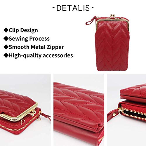 OSTKAKA Small Crossbody Phone Bag，Mobile Phone Bags Cellphone Purse for Women，Wristlet Wallet with Cell Phone Holder (Red)