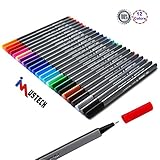 Fine Point, iMustech Fineliner Color Pen Set, Fineliner Pen, Ultra Fine 0.4mm Metal Clad Tips in 12 Assorted Colors (Triangular Fineliner Pens)