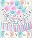 Gender Reveal Party Supplies Pink Blue Ballons/Tissue Pom Pom/Boy or Girl Banner Pink Blue Tassel Garland Birthday Party/Baby Shower Decorations/Pink Blue Decorations /Gender Reveal Decorations