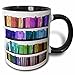 3dRose Colorful Bookshelf Books Rainbow Bookshelves Reading Book Geek Library Nerd Librarian Author Two Tone Black Mug, 11 oz, Black/White