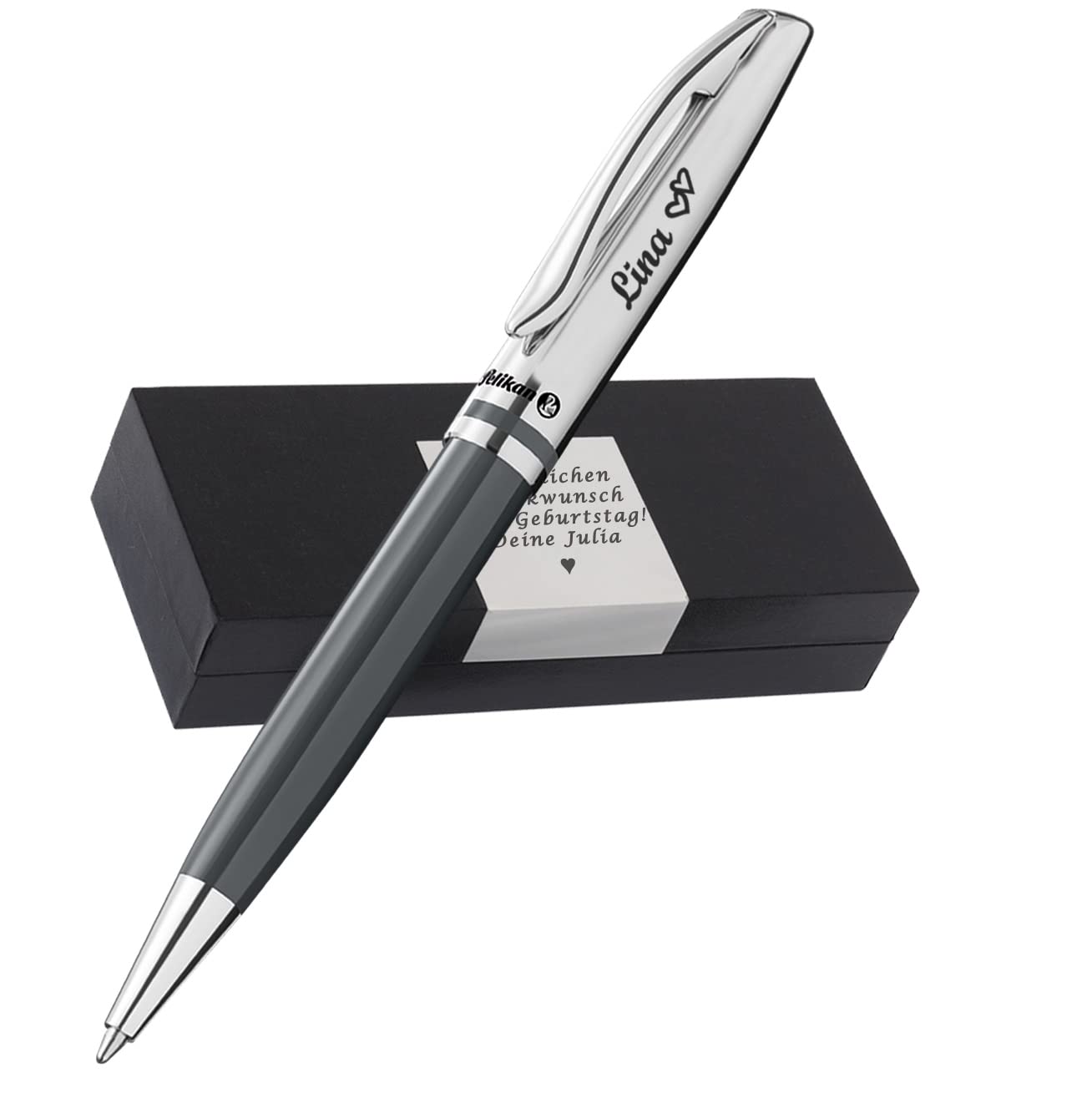 PeIikan Kugelschreiber mit Gravur als Geschenk & Symbol mit Geschenkverpackung Jazz Classic Warmgrau PS18 - mit Jetzt anpassen direkt online gestalten !