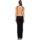 Women's Silver Metal Butterfly Maxi Dress Sexy Mock Neck Cross Wrap Bodycon Dress Backless Club Party Dress