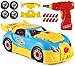 CoolToys Custom Take-A-Part Car Playset - Sports Car with Electric Play Drill and 30 Car Modification Pieces - Motion Activated Lights and Sounds