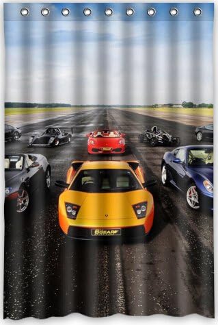 Fashion Custom car racing supercars Waterproof Fabric Bath Shower Curtain 48" x 72"