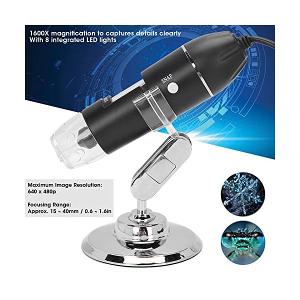 USB Digitalmikroskop 1600X 8 LED Vergrößerungsmikroskop mit Ständer – Bild 6