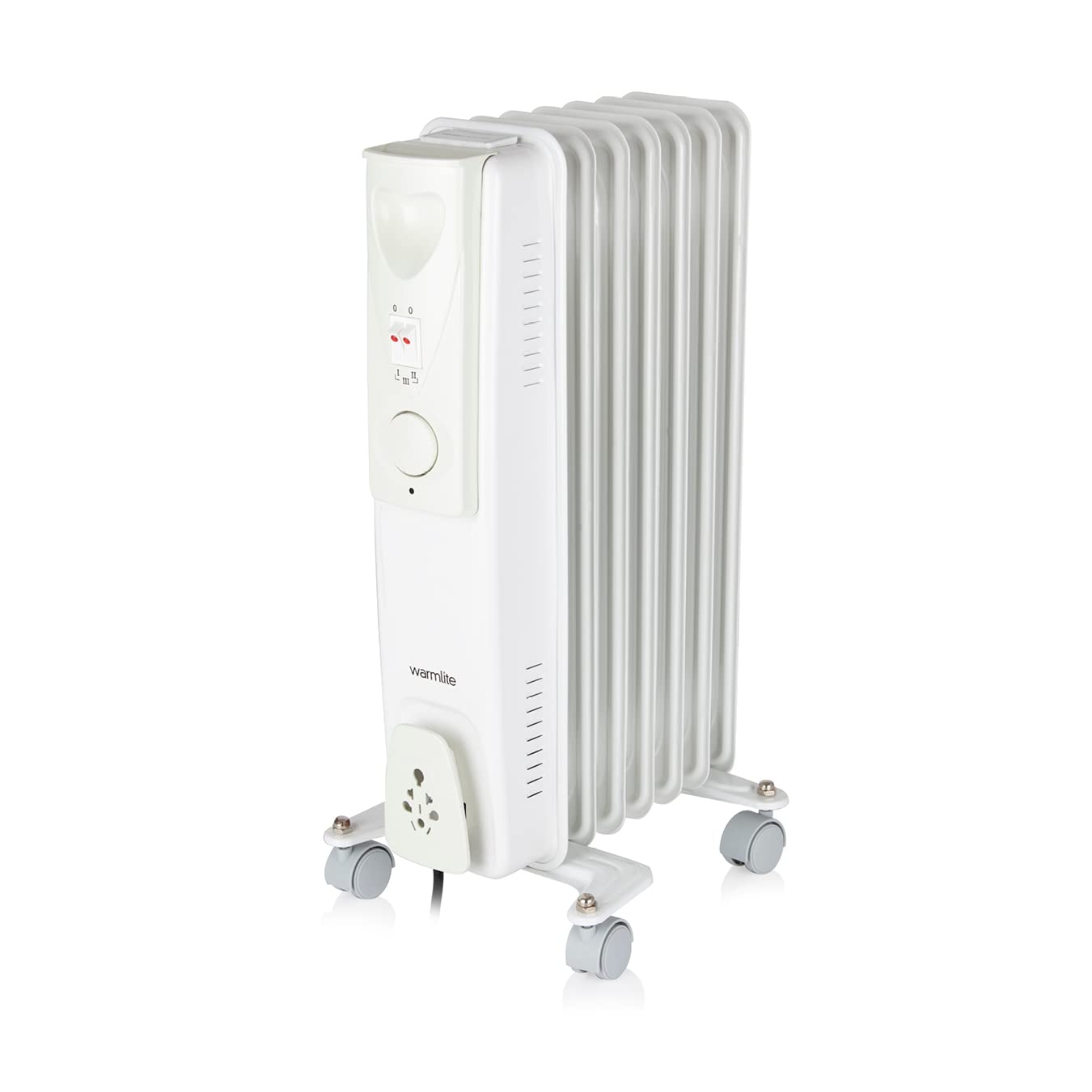 Warmlite 1500W Oil Filled Radiator with 3 power Settings and Adjustable Thermostat, White, WL43003YW