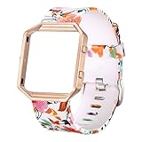 bayite Accessories Replacement Classic Bands with Frame for Fitbit Blaze Smart Watch, Pattern Print Large 6.7 - 8.1 inches