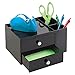 iDesign Office Supplies Desk Organizer, for Staplers, Scissors, Pens, Markers, Highlighters, Notepads - 2 Drawers, Black