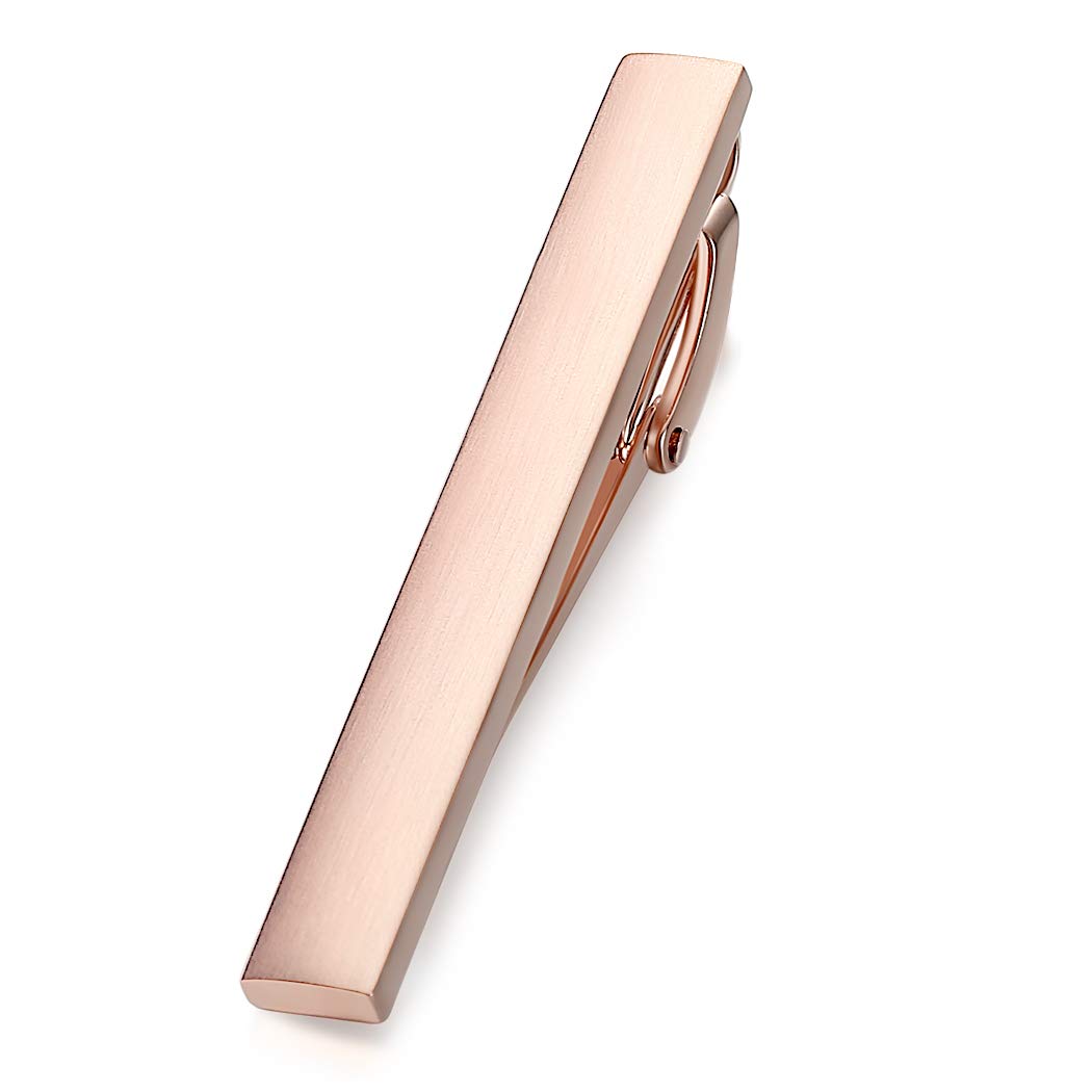 HONEY BEAR 1.97"/2.12"/2.36" Mens Tie clip Bar for Normal Size Tie Business Wedding Gift,5/5.4/6cm (Brushed Rose Gold Horizontal 5.4cm)