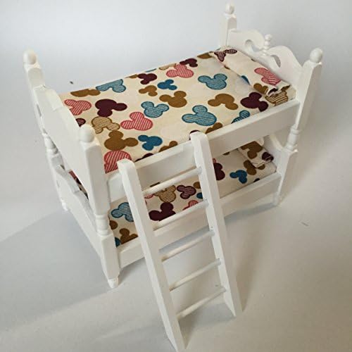 Dollhouse Miniature Children Bedroom Blue Mickey Bunk Bed 1:12 Scale Model