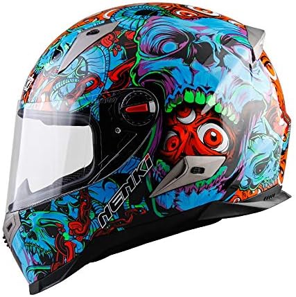 Full Face Motorbike Motorcycle Crash Helmet D.O.T & ECE 22.05 Approved Motocross Helmet Off-Road Racing Downhill Pedal Helmet Ghost Head Blue Red Style(M,L,XL,XXL),XXL