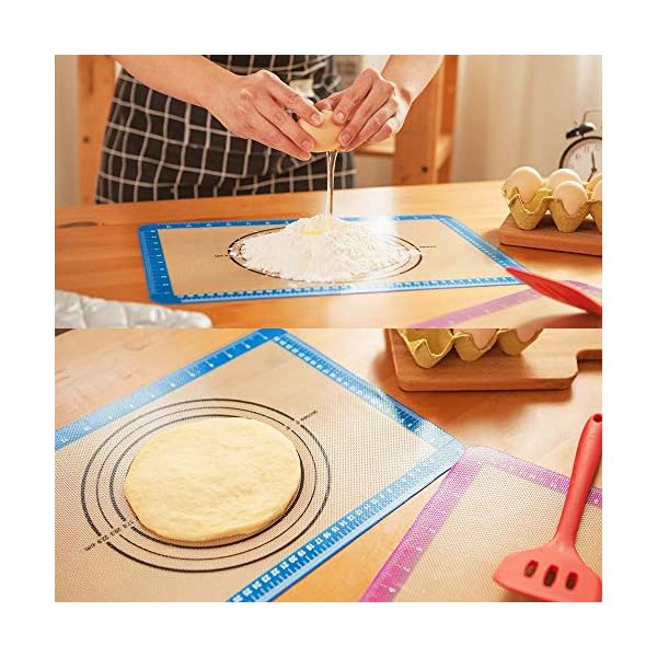 UOON Silicone Baking Mat Sheet Set of 3 - Non Stick Mat Sheets Tray Liner - Reusable BPA Free Professional Silicone Cooking Mats Perfect Bakeware for Baking Cookies, Pastry, Macarons and Pizza 3 Pack