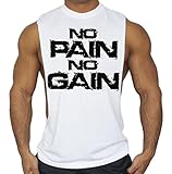No Pain No Gain Workout T-Shirt Bodybuilding Tank Top White S-3XL