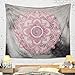 Alynsehom Tapestry Mandala Wall Hanging Decor Pink and Gray Indian Hippie Bohemian Flower Gypsy Decoration Beach Blanket Dorm Room Bed Sheets