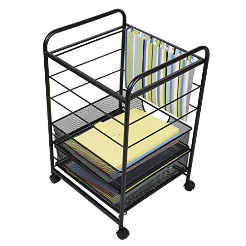 3 Layer Storage Cart Organizer 2 Drawers Mesh Cabinet Wheels Rolling File Cart Office Home Collection Box