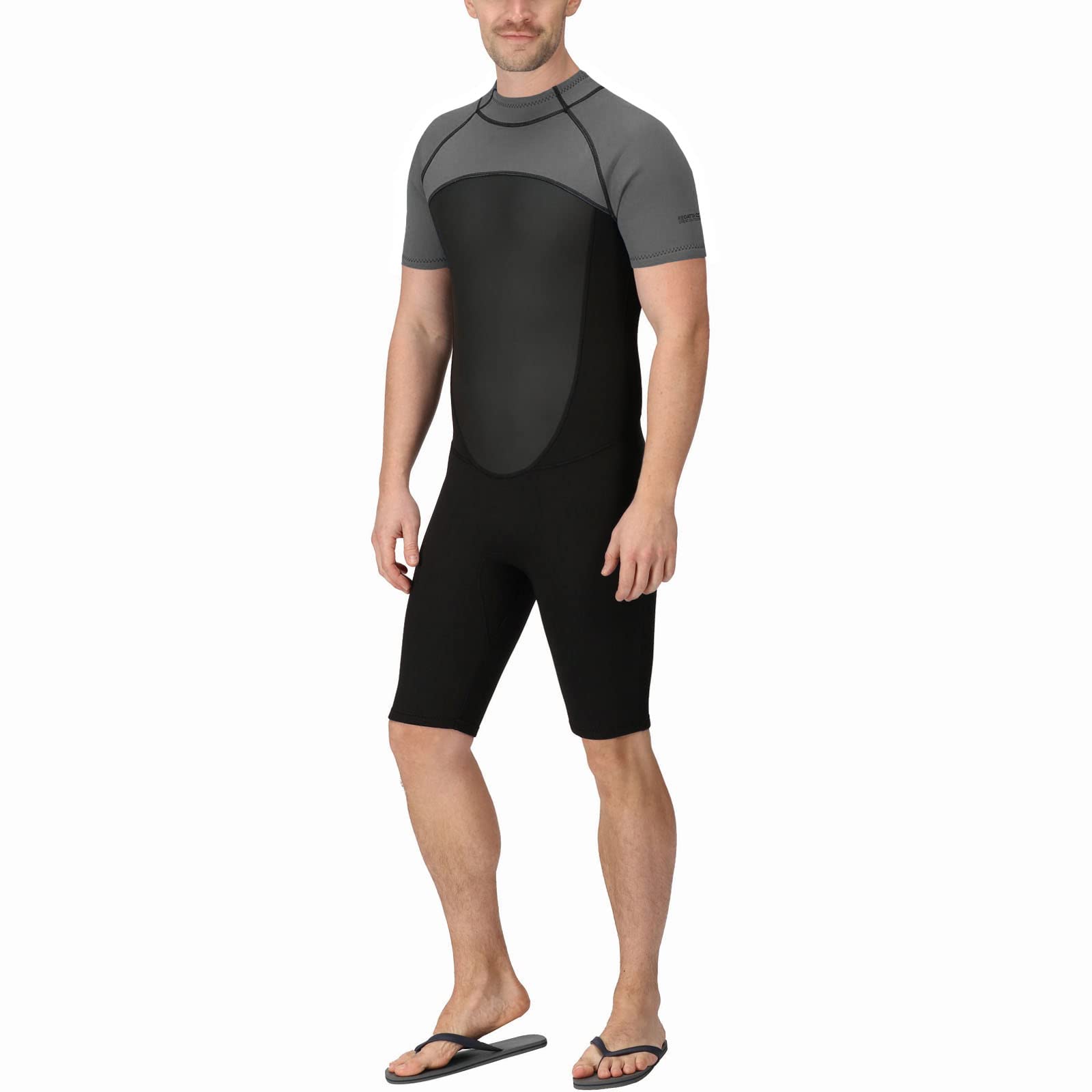Regatta ShortyWetsuit Men's Flexible, Lightweight, Quick-Drying Short-Length Wetsuit. Featuring a Concealed Pocket. Suitable for Surfing. Black/Dark Grey