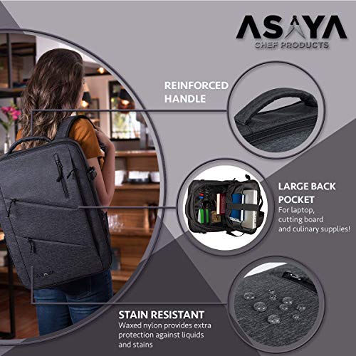 Asaya Chef Knife Backpack with 20 Pocket Knife Roll Bag Over 30