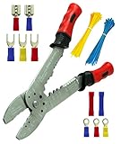 Bastex Wire Stripper/Crimping Pliers & Solder-less Clamp-On Terminal Connectors,Various Sizes with Plastic Case (175 pc)