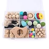 DIY Wooden Rings Crochet Set Baby Teether Beads Nursing Teething Necklace Set Eco Baby New Baby Accessories Nursing Teether