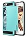 iPhone 5S Case, iPhone 5 Case, Vofolen Impact Resistant iPhone 5S Wallet Case Hybrid Armor Snap-on Black Soft Rubber Bumper Cover Protective Shell Card Holder for iPhone 5 5S - Light Blue