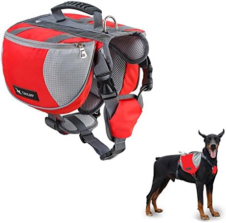 YLSing Dog Backpack Travel Camping Hiking Backpack Saddle Bag Rucksack for Small Medium Large Dogs (M, Red)