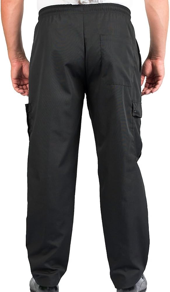 Black Cargo Style Chef Pant: Clothing